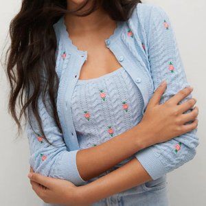 Mango Flowers Knit Cardigan